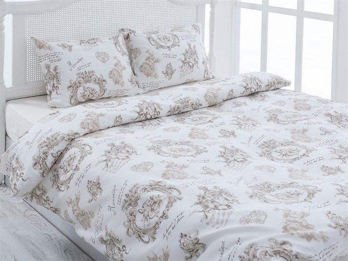 înger Bumbac Satinat Double Set Lenjerie De Pat 200x220 cm Bej