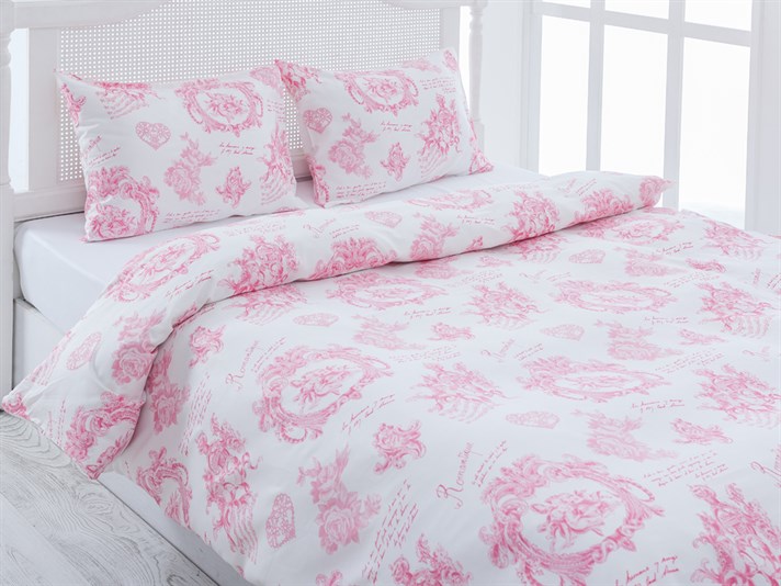 înger Bumbac Satinat Double Set Lenjerie De Pat 200x220 cm Roz