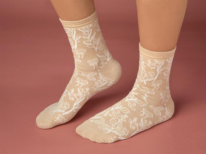 Șosete lungi, damă, 1 pereche, Bella, bumbac-poliamidă-elastan, mărimea, 36-40, bej