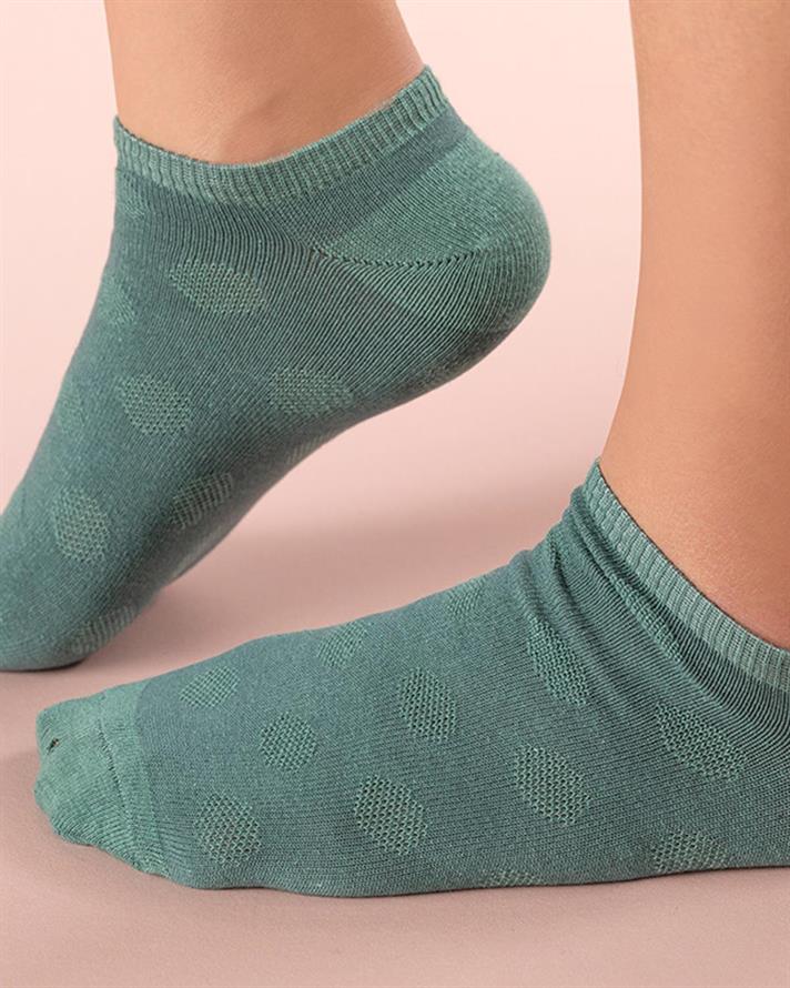 Cool Dot Cotton Women Ankle Socks 36-40 Green