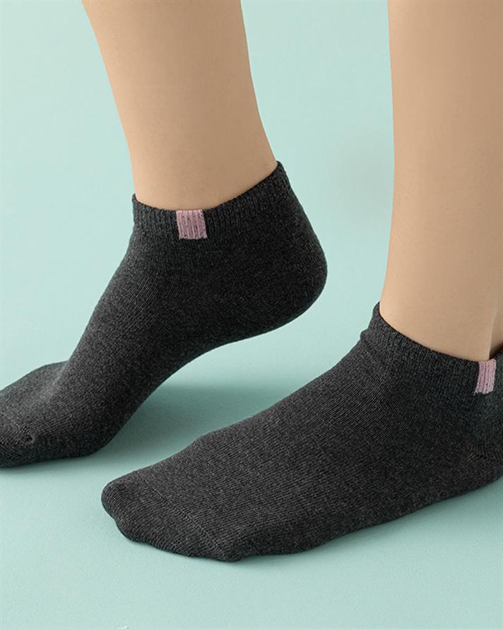 Șosete scurte, damă, 5 perechi, Amor, bumbac-poliester, mărimea, 36-40, antracit-gri-negru