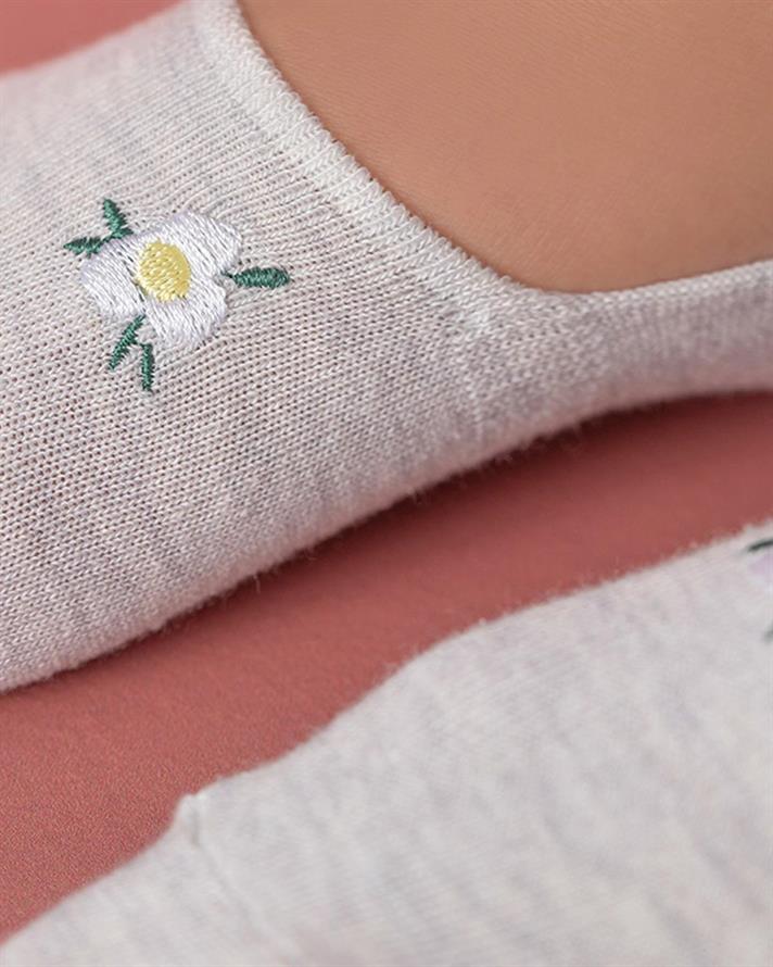 Șosete tălpici, damă, 1 pereche, Mini Flower, bumbac-poliamida-elastan, mărimea, 36-40, gri