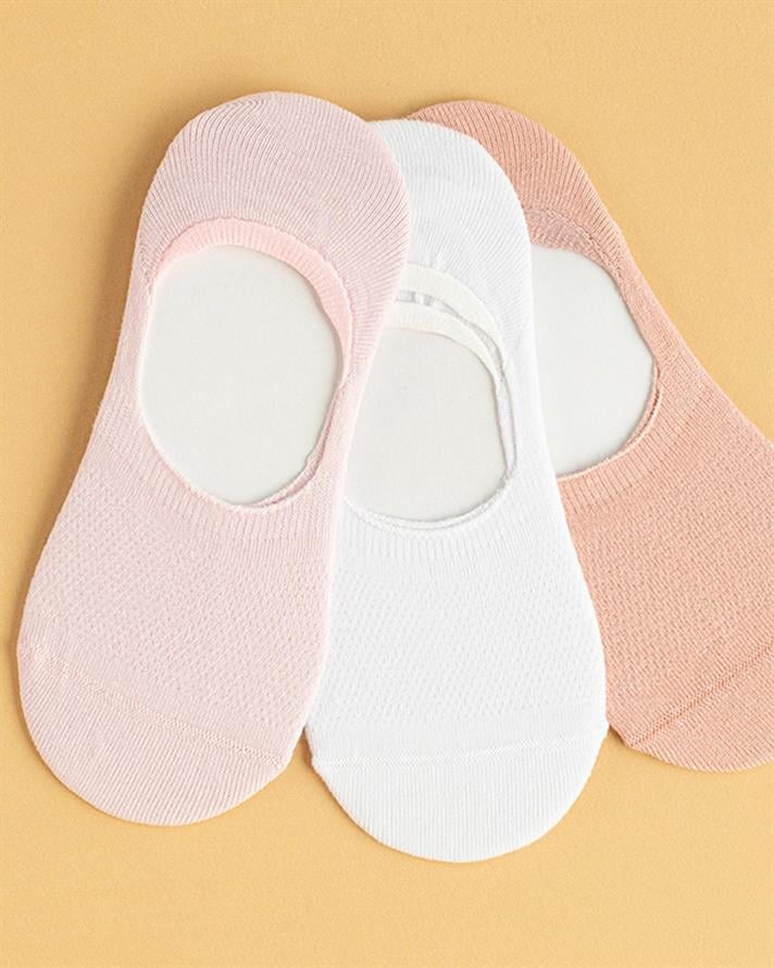 Kenzie Cotton Women 3 pcs Ballet Socks 36-40 Ecru - Pink - Powder