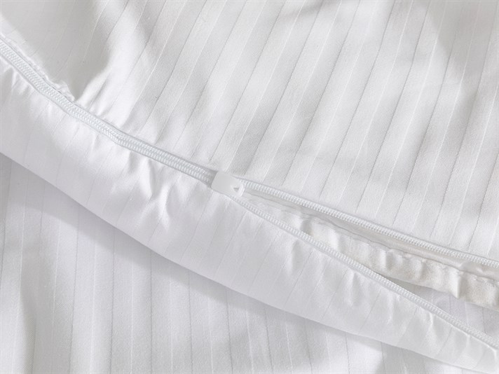 1 cm Çizgili Bumbac Satinat Single Lenjerie De Pat 160x210 cm Alb