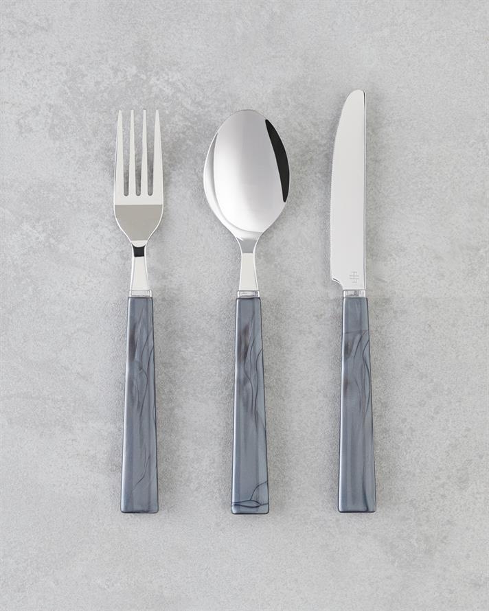 Diego 18/10 Oțel İnoxidabil Set Furculițe Linguri Cuțite 18 piese 6 persoane Negru