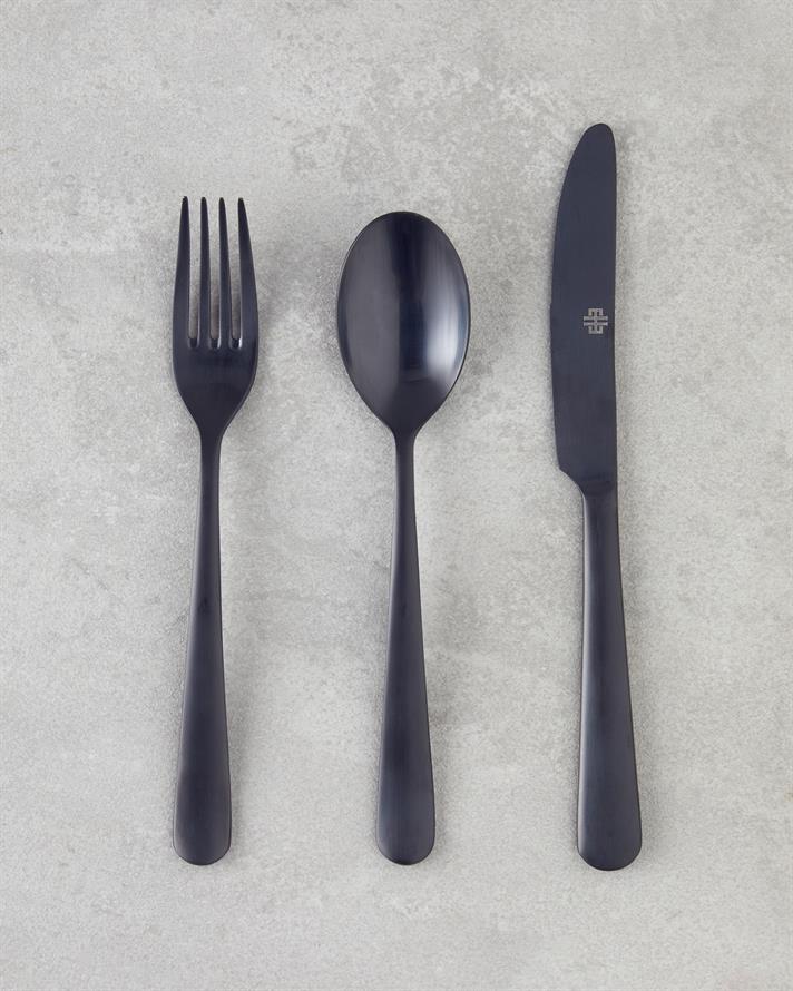 Set tacamuri, Leptis, 18 buc pentru 6 persoane, otel inoxidabil 18/10, negru