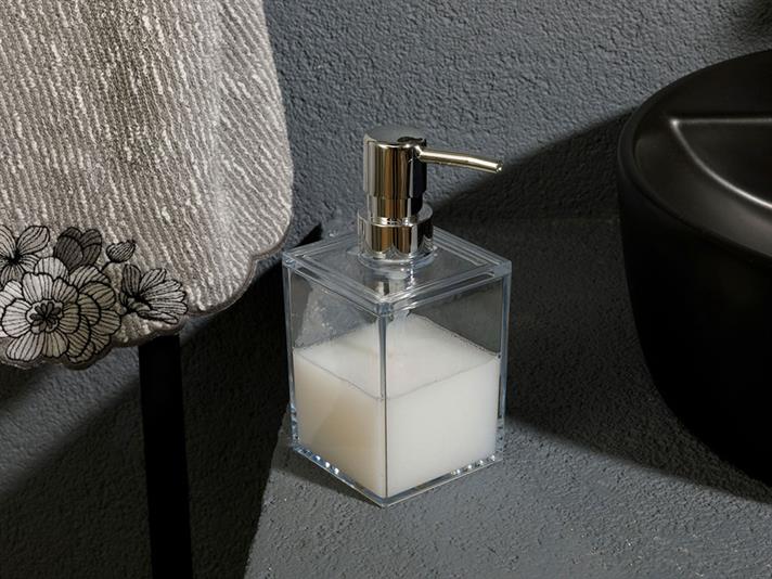 Adele Acrilic Recipient Săpun Lichid Baie 7.5x7.5x11 Transparent