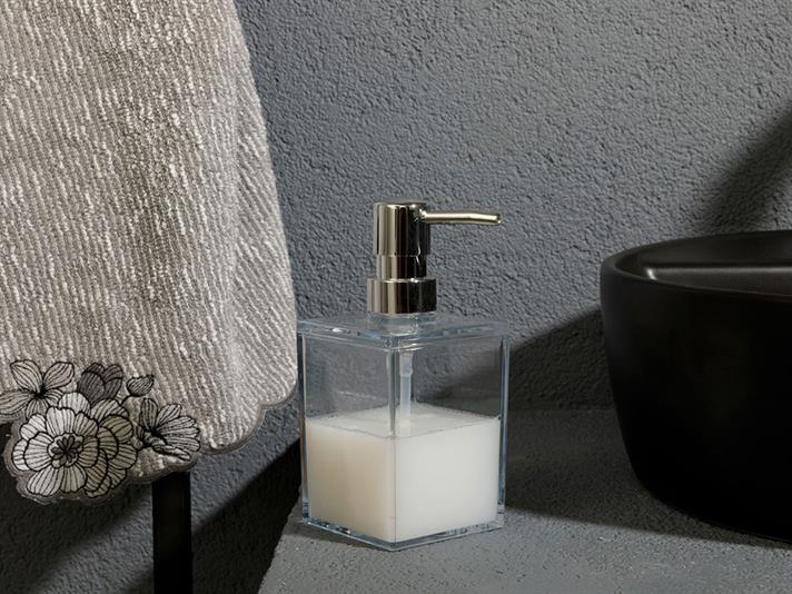 Adele Acrilic Recipient Săpun Lichid Baie 7.5x7.5x11 Transparent