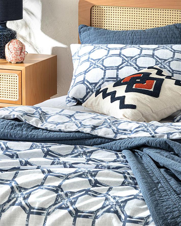 Adelmo Bumbac Double Set Lenjerie De Pat 200x220 cm Indigo.