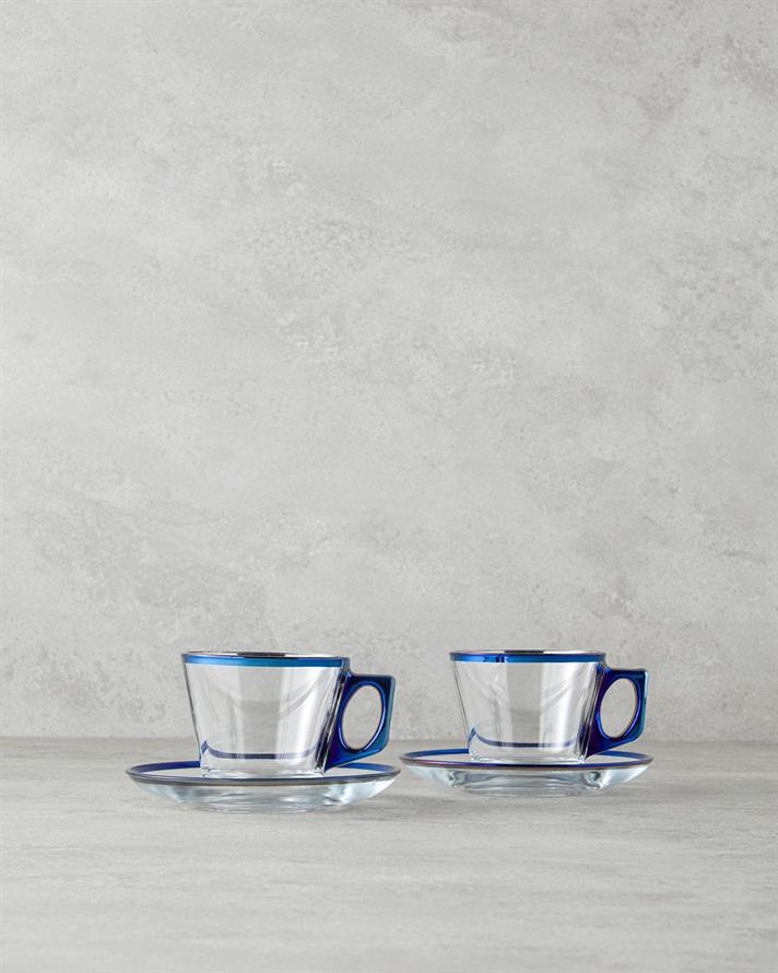 Ador Sticlă 4 Piese 2 Persoane Set De Cești De Ceai 195 ml Bleumarin