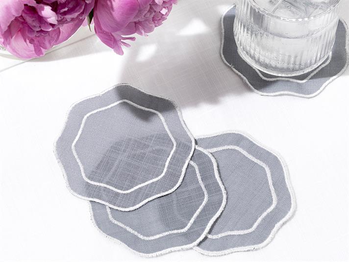 Adora Polyestere 4 Set Coaster 11 cm Gray-White