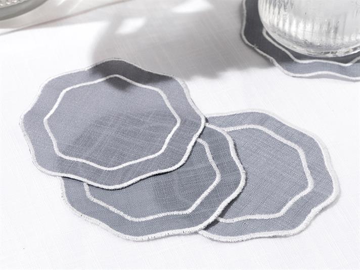Adora Polyestere 4 Set Coaster 11 cm Gray-White