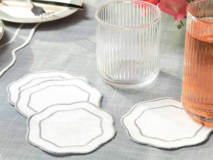 Adora Polyestere 4 Set Coaster 11 cm White-Gray