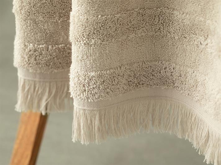 Adorn Cottony Fringed Bath Towel 70x140 cm Beige