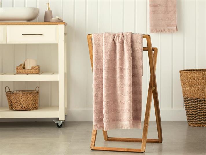 Adorn Cottony Fringed Bath Towel 70x140 cm Nude