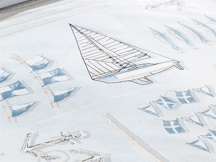 Ahoy căpitane Cu Bumbac Double Set Lenjerie De Pat 200x220 cm Albastru