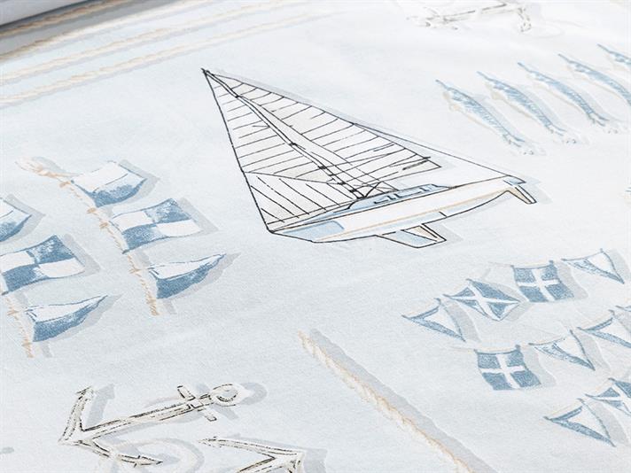 Ahoy căpitane Cu Bumbac King Size Set Lenjerie De Pat 240x220 cm Albastru