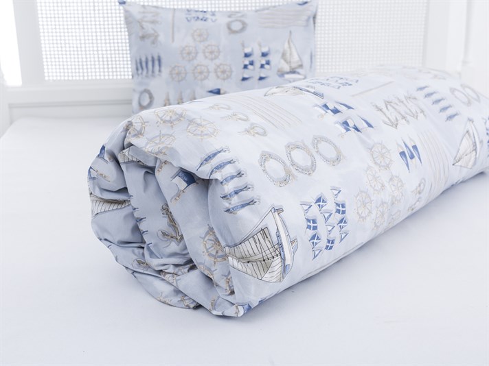 Ahoy căpitane Cu Bumbac Single Lenjerie De Pat 160x220 cm Albastru