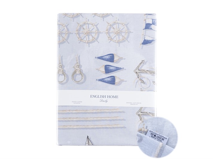 Ahoy căpitane Cu Bumbac Double Lenjerie De Pat 200x220 cm Albastru