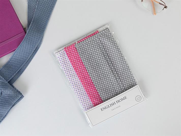 ALAMODE Bumbac Material Textil Mască 9,5 x 18 cm Gri - Roz