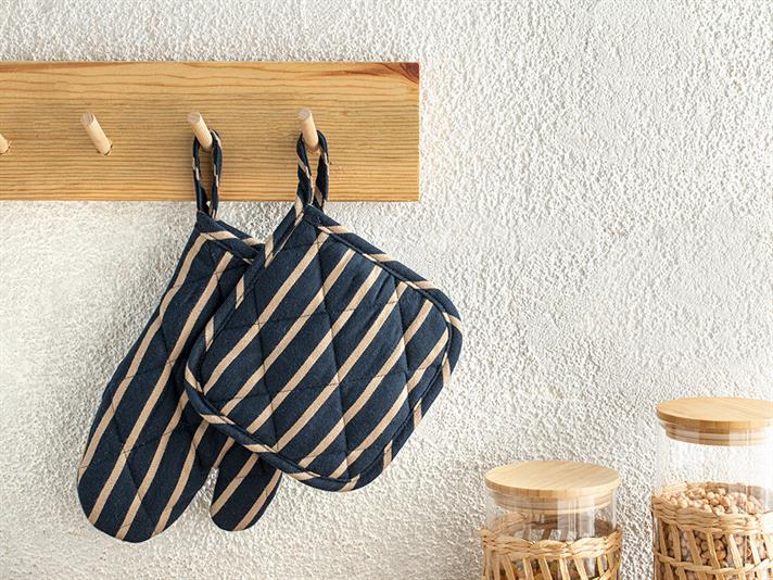 Alba Cotton 2 pcs Kitchen Set 19x27 cm + 20x20 cm Navy Blue