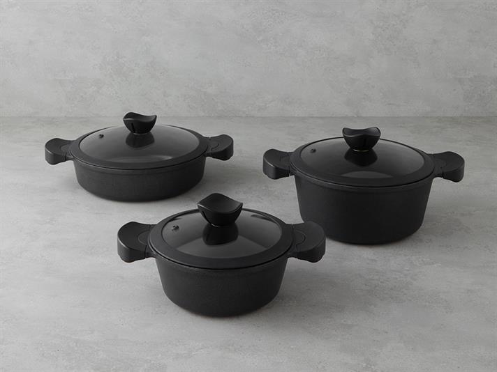 Aluminiu Adânc Tigaie 24 cm Negru