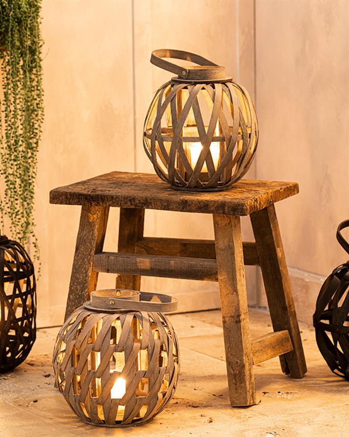 Alura Bamboo Lantern 25x26 cm Gray