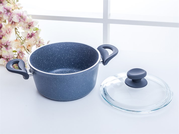 Amanda Granite big granite with glass capped Pan 20 cm Gray