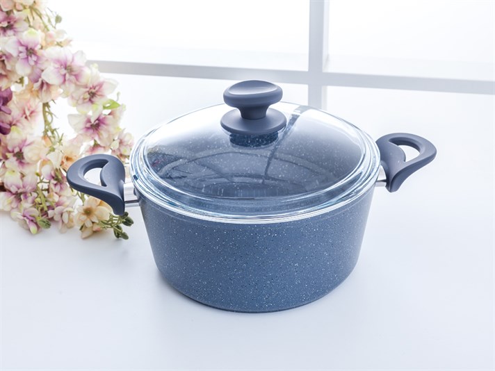 Amanda Granite big granite with glass capped Pan 24 cm Gray