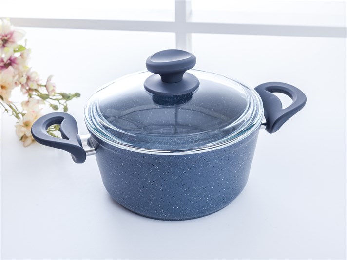 Amanda Granite big granite with glass capped Pan 20 cm Gray