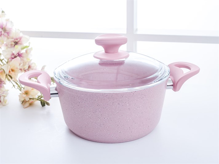 Amanda Granite big granite with glass capped Pan 20 cm Pink