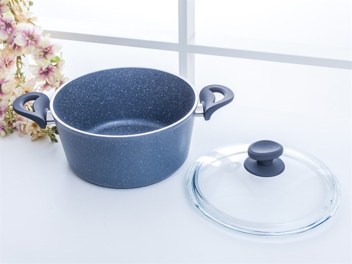 Amanda Granite big granite with glass capped Pan 24 cm Gray