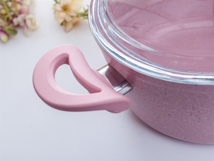 Amanda Granite big granite with glass capped Pan 20 cm Pink