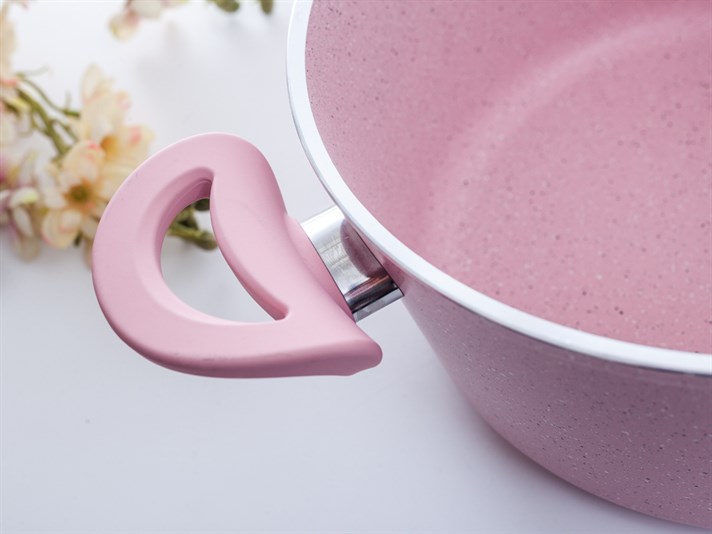 Amanda Granite big granite with glass capped Pan 24 cm Pink