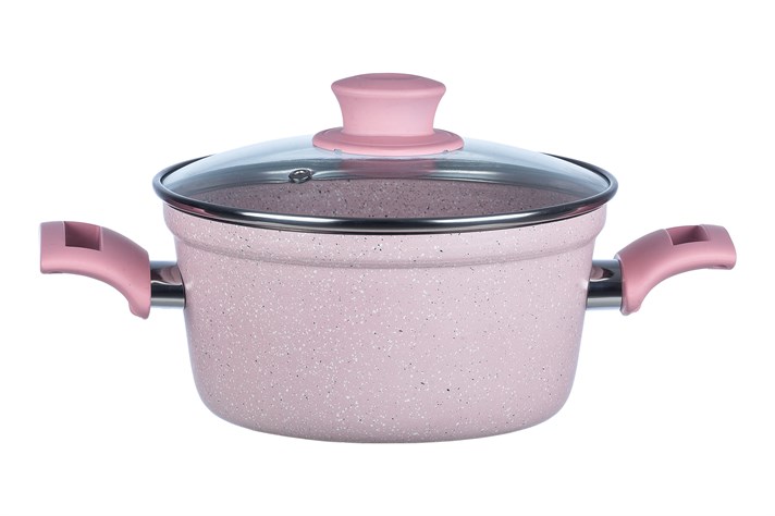 Amanda Granite big granite with glass capped Pan 24 cm Pink