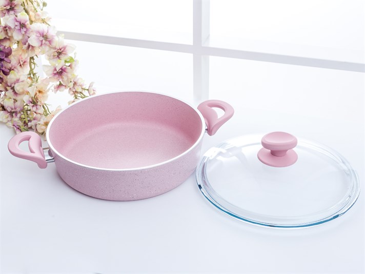 Amanda Granite small granite with glass capped Pan 26 cm Pink