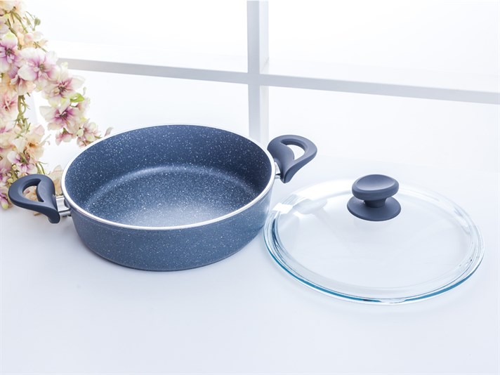 Amanda Granite small granite with glass capped Pan 26 cm Gray