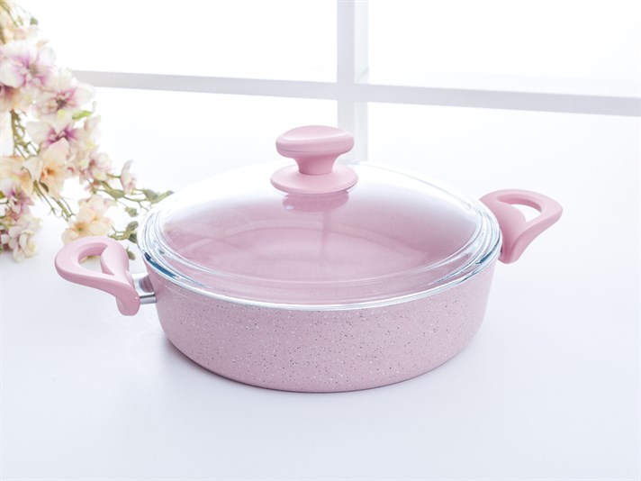Amanda Granite small granite with glass capped Pan 26 cm Pink