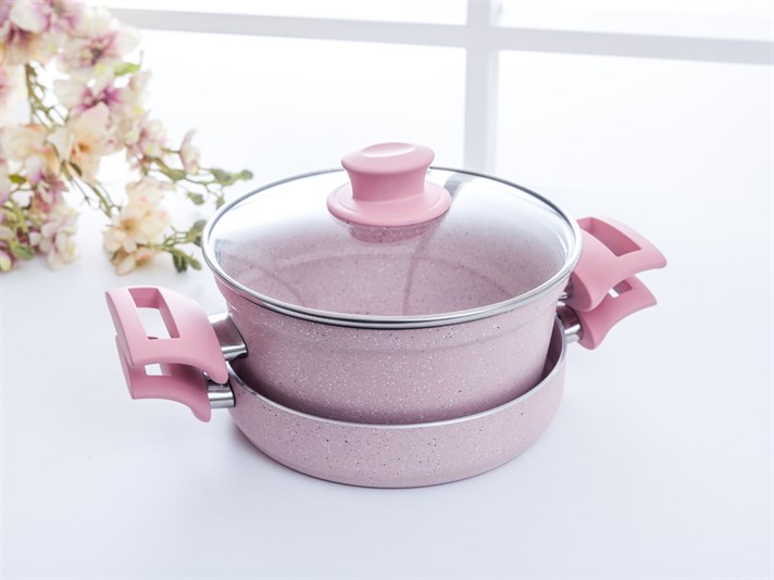 Amanda Granite Granite cookware set Pan 18 cm Pink