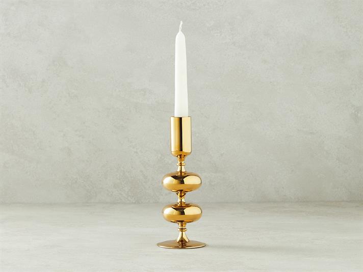 Suport lumânare, Candlelight, sticlă, 6x17 cm, auriu