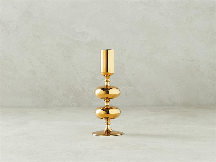 Suport lumânare, Candlelight, sticlă, 6x17 cm, auriu