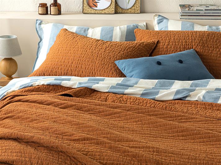 Ancient Stripe Vopsea Antică Capitonată Double Set Cuverturi Pat 240x260 cm Muștar
