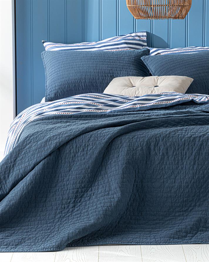 Ancient Stripe Vopsea Antică Capitonată Single Set Cuverturi Pat 160x240 cm Indigo.