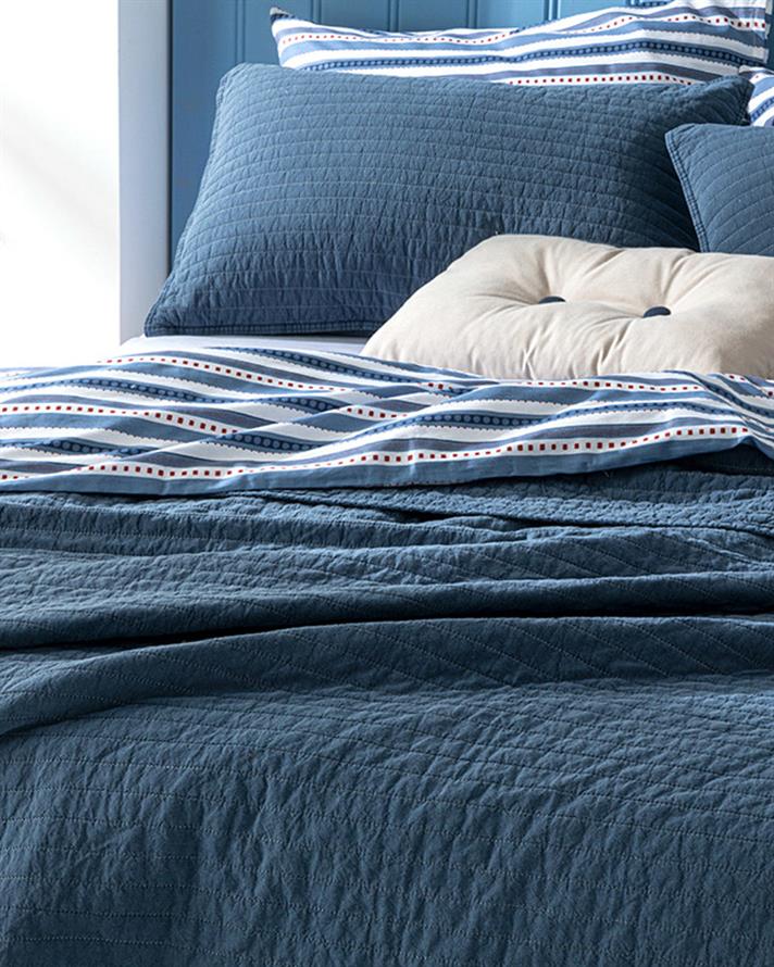 Ancient Stripe Vopsea Antică Capitonată Single Set Cuverturi Pat 160x240 cm Indigo.
