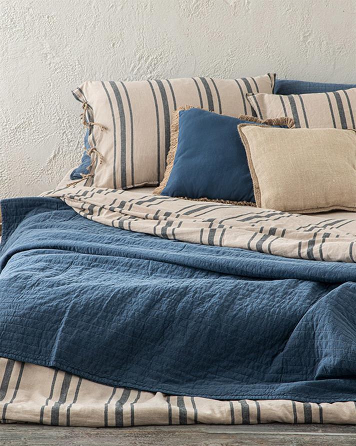 Ancient Stripe Vopsea Antică Capitonată Single Set Cuverturi Pat 160x240 cm Indigo.