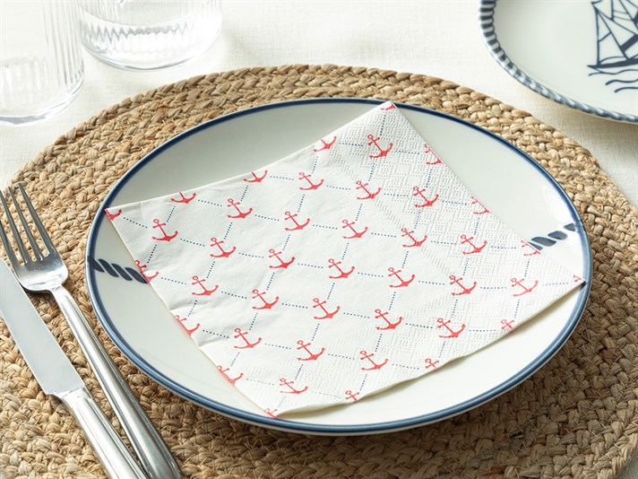 Anchor 20 Set Tissue Napkin 33x33 cm White-Red