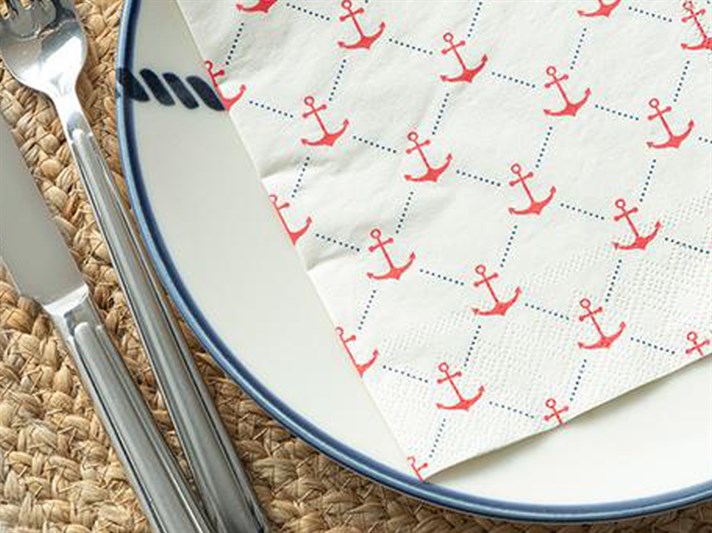 Anchor 20 Set Tissue Napkin 33x33 cm White-Red