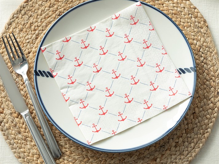 Anchor 20 Set Tissue Napkin 33x33 cm White-Red