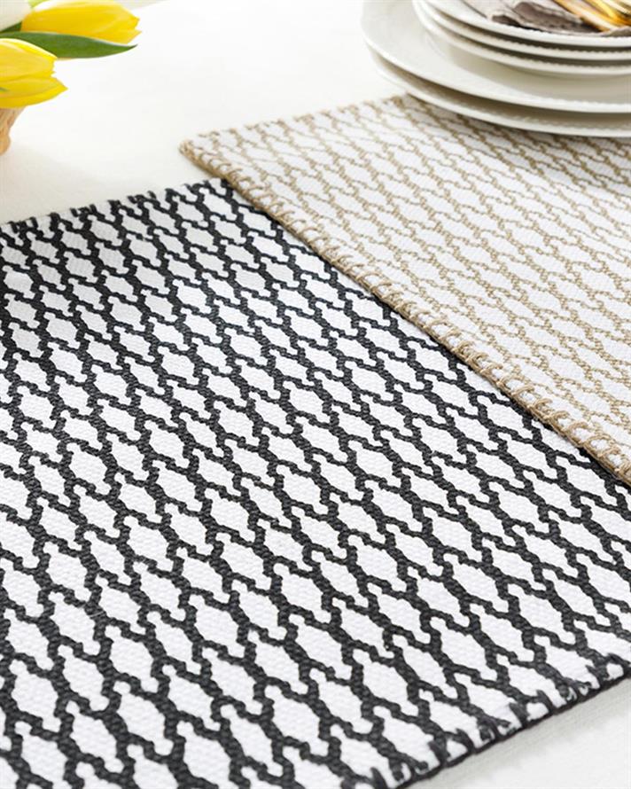 Anchor Cotton 2 pcs Table Mat 40x40 cm Beige - Black