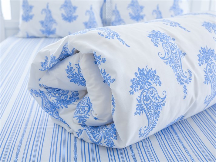 Andalus Bumbac Satinat Double Set Lenjerie De Pat 200x220 cm Albastru